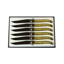 6 Coltelli - Manico con Brillantini Oro
