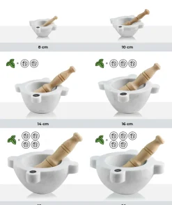 Mortaio in Marmo Bianco di Carrara - Modello Genovese - 8 cm